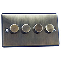 Dimmer Switch - 4 Gang 2 Way - Antique Brass (Black) - Round Angled Plate - 3889129